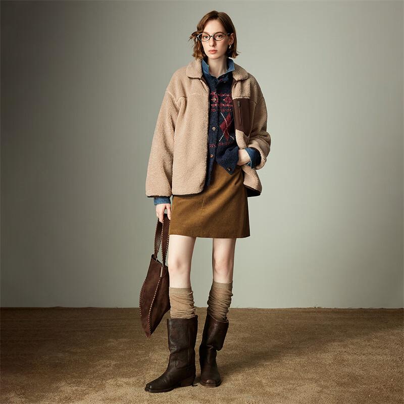 Chuyu Women's Reversible Cartoon Embroidered Plush Jacket