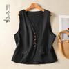 Women's Summer Simple V-neck Cotton Linen Vest Outerwear