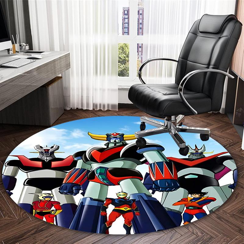 1pc UFO Robot Grendizer5 Print Round Carpet Chair Round Carpet Suitable for Bedroom Living Room Home Decorative Carpet