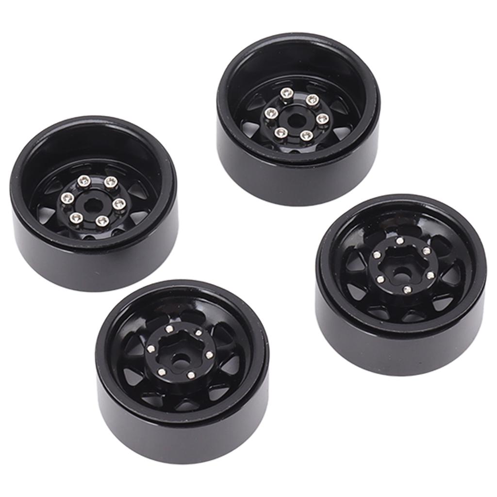 4Pcs Beadlock Wheels 1in Deep Groove Universal for Traxxas ATV RC Car Body Parts with Screws Black