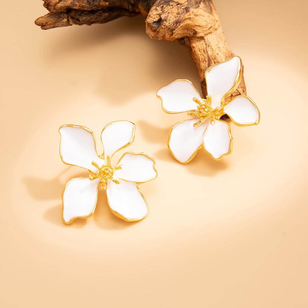 Elegant Minimalist Ins Oil Drop Flower Earrings, Fashion Elegant Alloy Ear Studs For Women
