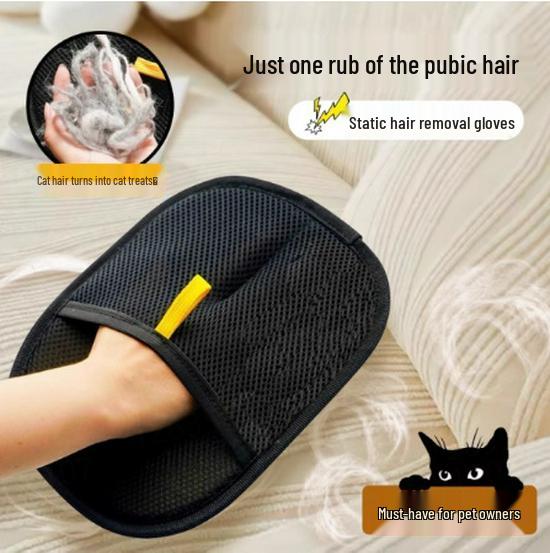Cat Hair Removal Brush & Gloves Set - Bristle Collector & Scraper