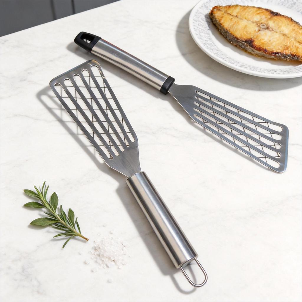 Stainless Steel Multi-Use Spatula for Teppanyaki, Fish, Pancakes, Waffles, Fried Eggs, and BBQ Grilling