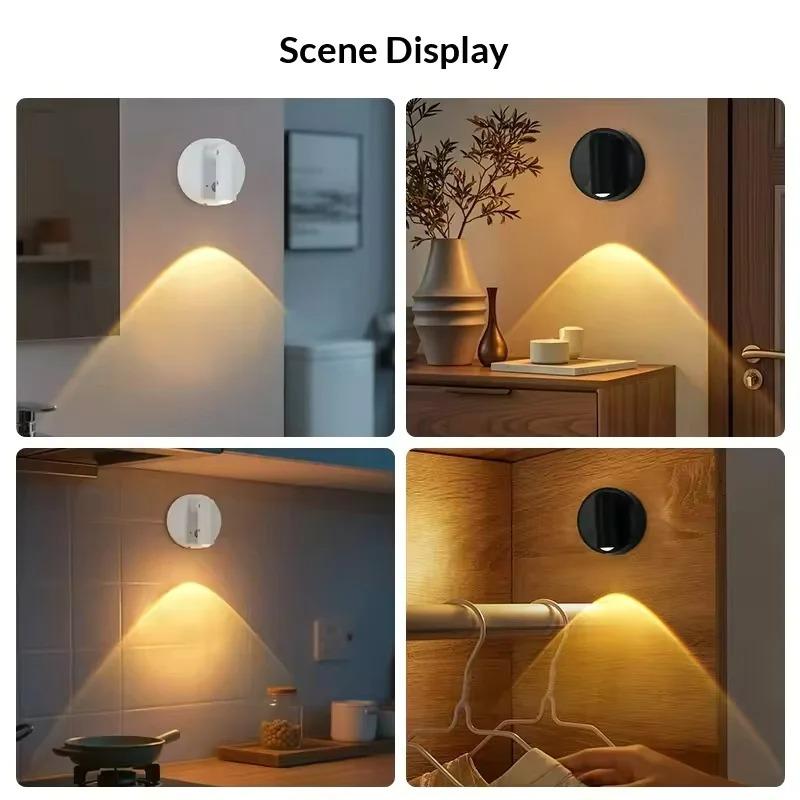 LED Magnetic Rechargeable Wall Spotlight Wireless No Punch Touch Switch Dimmable Reading Light Bedroom Bedside Cabinet Lighting