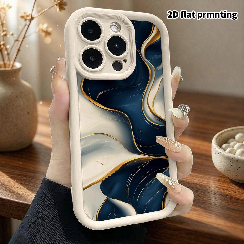 Phone Case: 2D Flat Design, Fits iPhone 13 Pro, 14, 15, 16, 17, 18, Colorfully Blended In Blue and White, Perfect for Christmas and Halloween Gifts