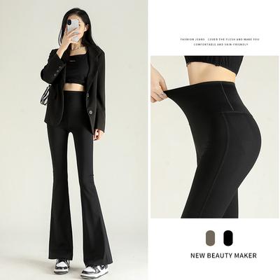 Black Shark Flare Pants Women Autumn High Waist Slim Fit Leggings Casual Korean Trousers Female Wide Leg Pants