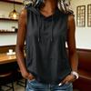 Women Sleeveless Hooded Tank Top V Neck Front Pocket Casual Loose Fit Blouse Solid Color Summer Shirt