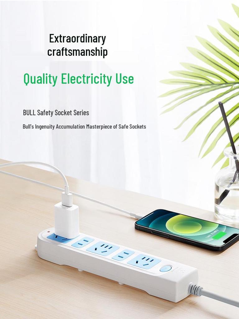 Multi-Use Bull Power Strip with Cord, Multi-Hole, 3C Certified