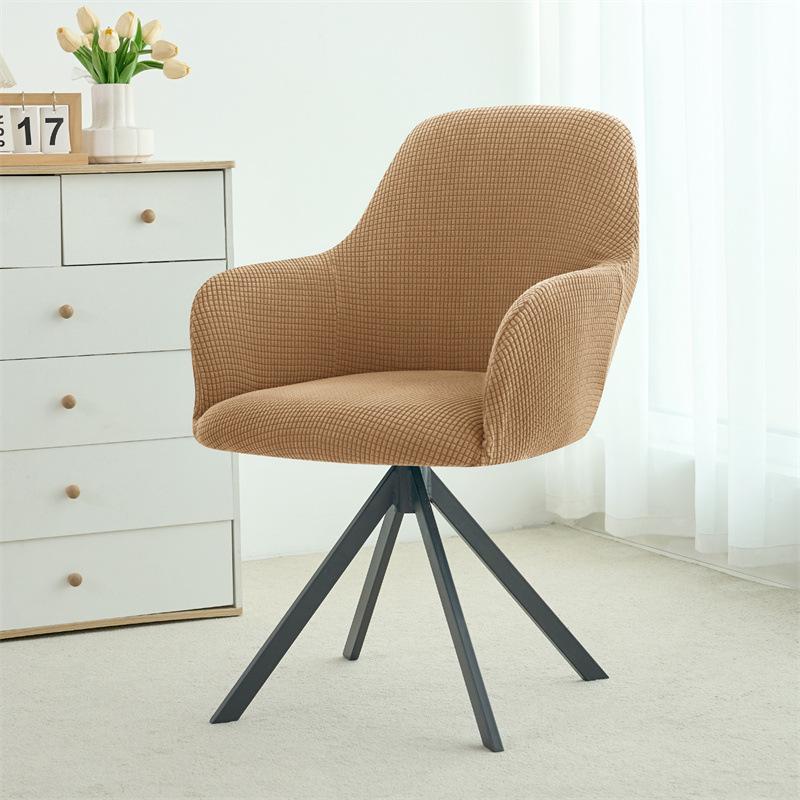 Nordic Style Universal Semi-Circular Dining Chair Cover with Fully Enclosed High Curved Armrests
