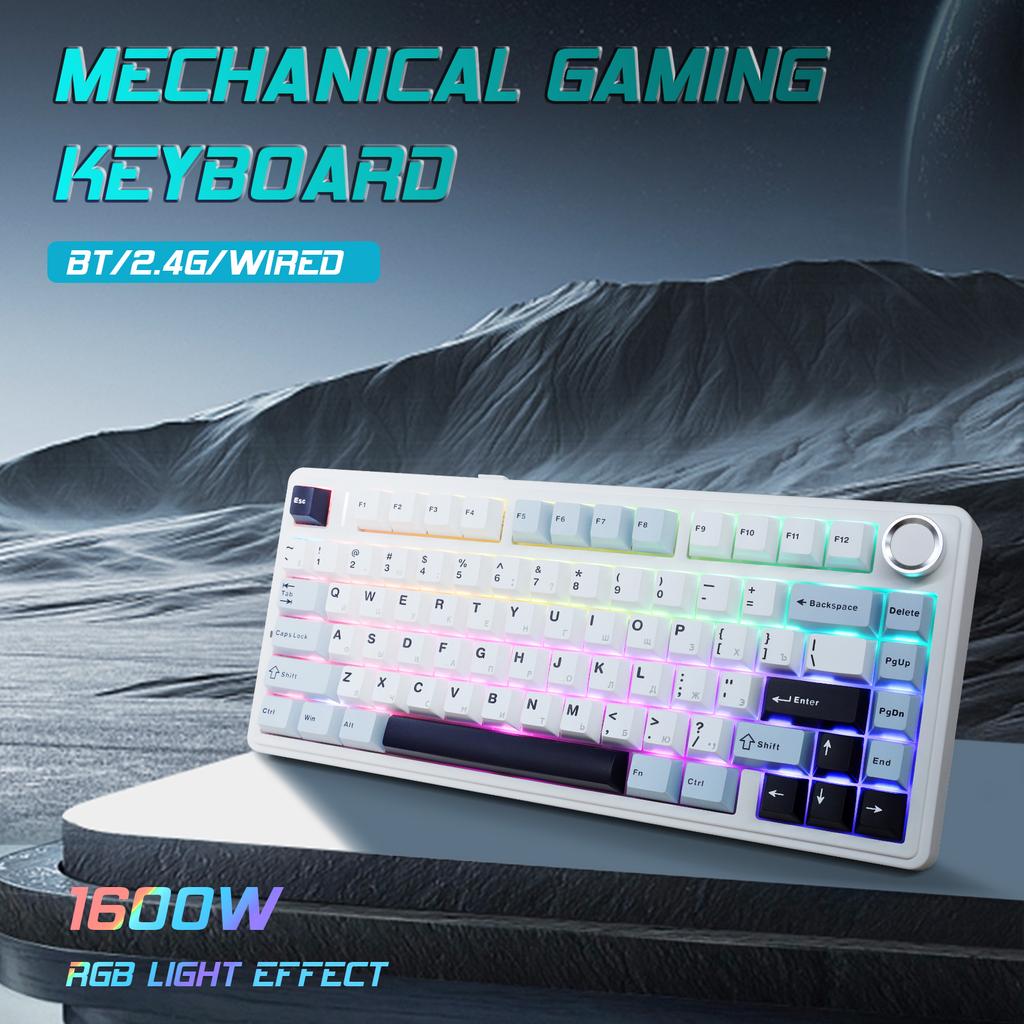 Russian Mechanical Gaming Keyboard Hot Swappable Mini Office Keyboard 4000mAh Wireless Mechanical Keyboard for Windows Laptop PC