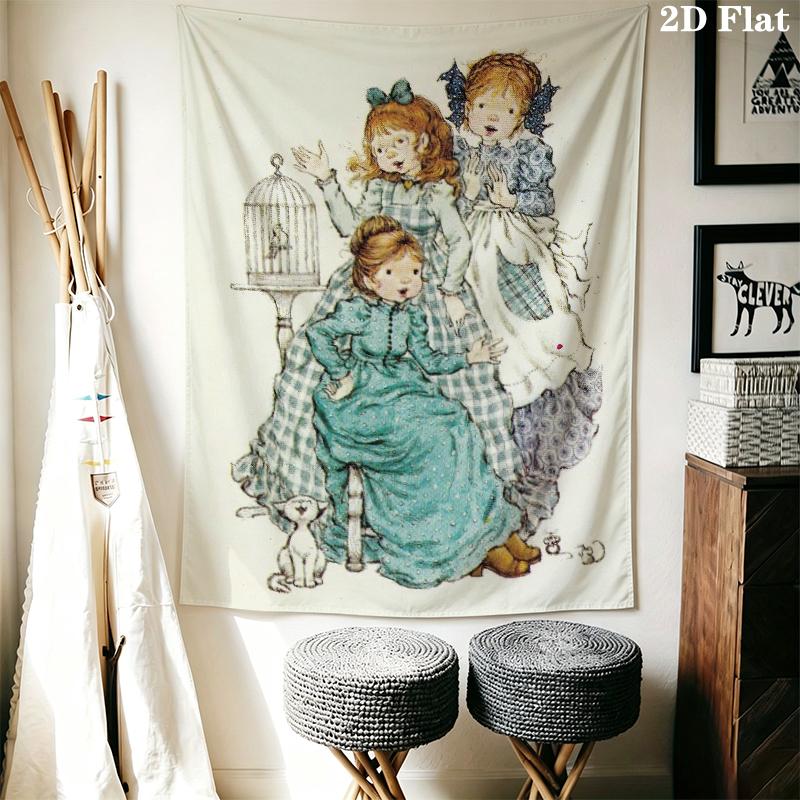 Sarah Kay Wall Tapestry Aesthetic Wall Hanging Printed Fabric Blanket Decorative Tapestries for Bedroom Living Room Home Decor