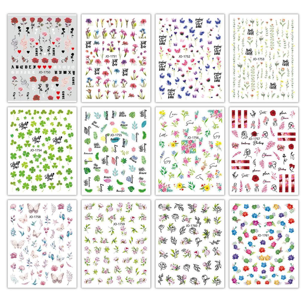 3D Colorful Flower Nail Art Stickers - Sunflower & Rose Self-Adhesive Decals