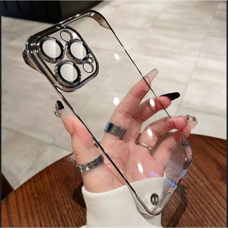 Ultra Thin Clear Full Cover Phone Case IPhone 16 Pro Max With Electroplated Frame Shockproof PC Bumper