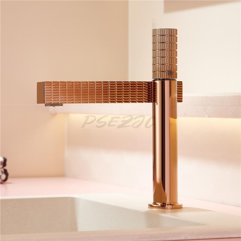 Household Bathroom Full Copper Faucet Bathroom Washbasin Countertop Basin European Style Hot and Cold Faucet