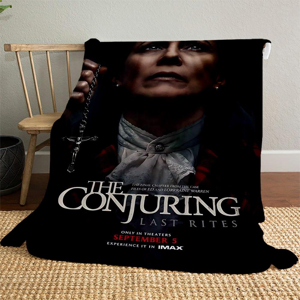 1 szt. CONJURING LAST RITES Koc Flanelowy Zewnętrzny Miękki Pluszowy Wystrój na Pikniki, Kemping, Sypialnię, Pokój Zabaw lub Przerwę na Lunch, Idealny Prezent