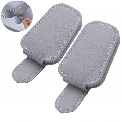 Jingelmall Sonnenbrillenhalter Auto Autozubehör Auto Sonnenbrillenhalter Sonnenbrillenclip Auto Brillenaufbewahrung Leder Einfache Installation 2 Stück (Grau)