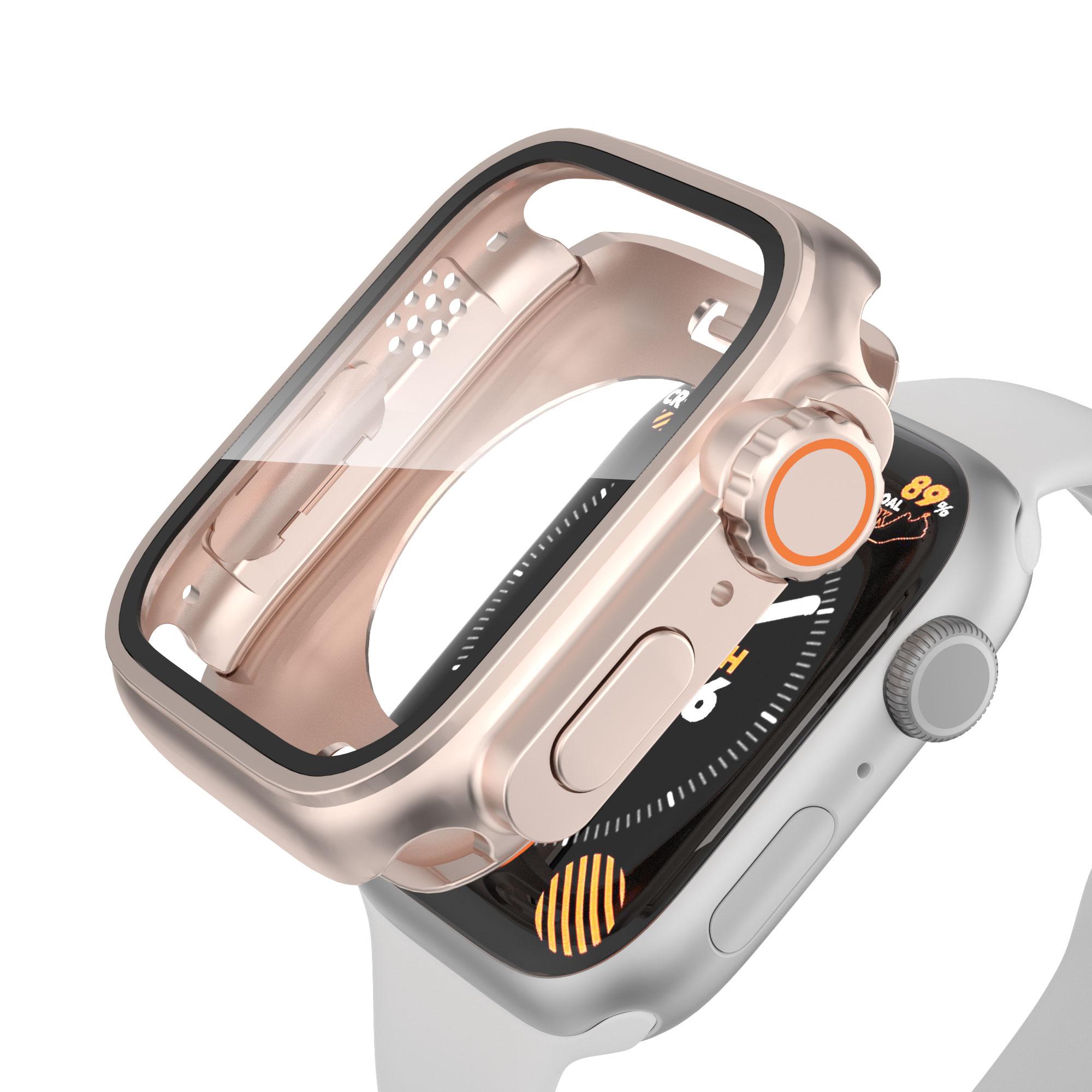 

360 Full Waterproof Case for Apple Watch 45mm 41mm Protector Glass IWatch Series 8 7 4 5 6 Se 44mm 40mm Upgrade Change To Ultra 40mm розового золота