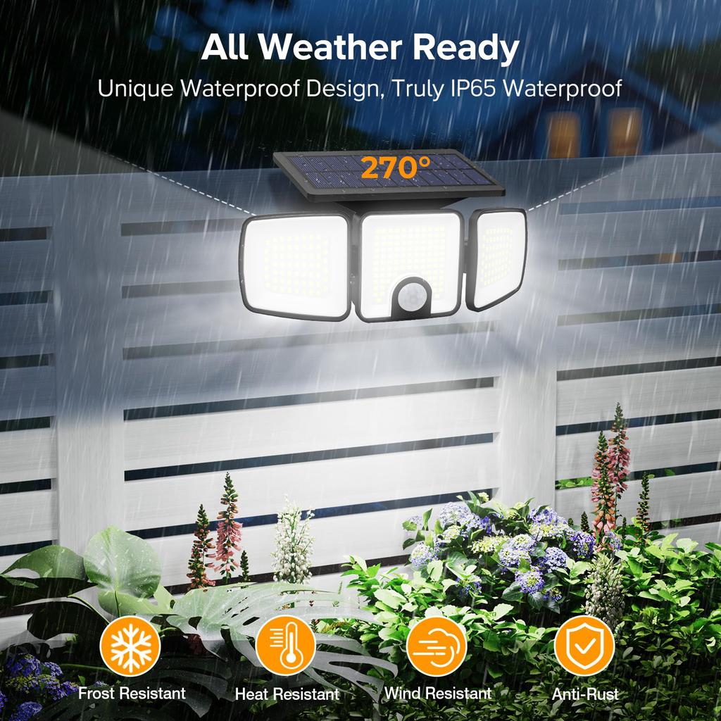 Flood Lights Outdoor Solar Lights with Motion Sensor 223 LED Security Light Waterproof LED Floodlight for Yard Garage Garden