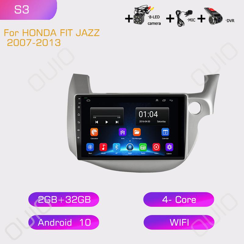 2din 8G+128G 10 inch HD IPS Car Radio Multimedia Player Carplay Auto GPS Navigation DSP BT NO DVD For HONDA FIT JAZZ 2007-2013