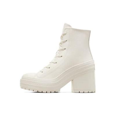 Chuck 70 De Luxe Heel Leather High Egret Men Sneakers Cream Silver A07127C