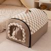 New Cotton Winter Thickened Curved Tent Large Space Cat & Dog Movable Luxury Carton Kennel Bed