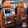 Car Seat Back Kick Mats PU Leather Storage Organizer with Foldable Table Tray & Pockets Car Interior Accessories