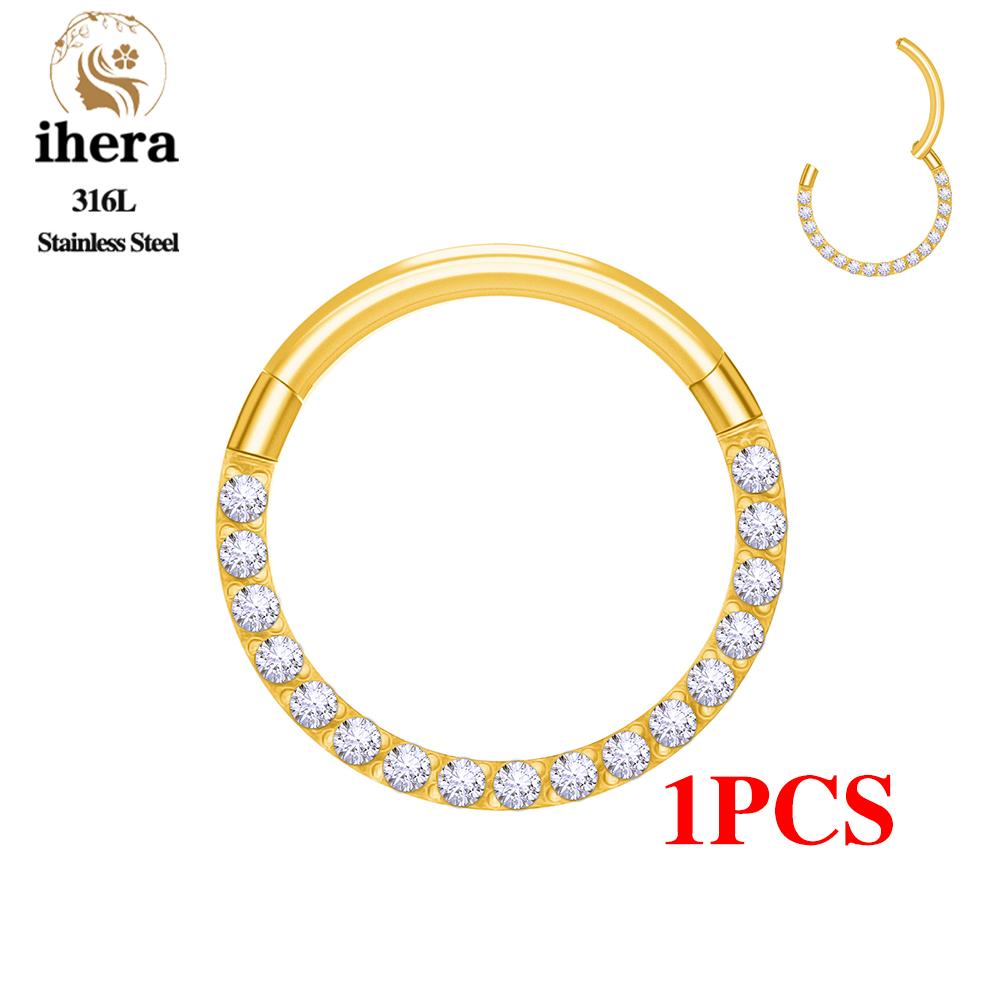 1/10 Stück Edelstahl Rund Nasenring CZ Scharnier Septum Clicker Herz Ohrring Creole Ohr Tragus Knorpel Daith Piercing Schmuck