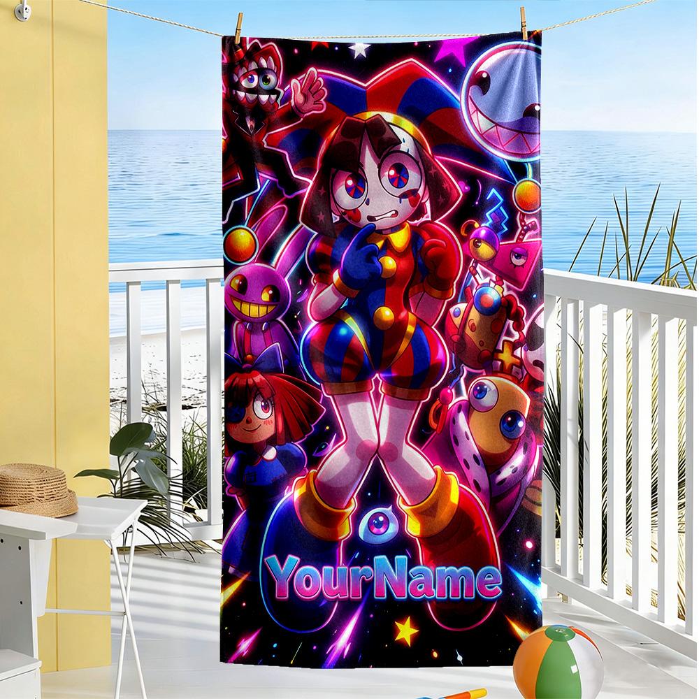 Digital Circus Customize Text Beach Towel Soft Durable Quick-Dry Portable for SwimmingBeachCamping Travel Beach AccessoriesGym