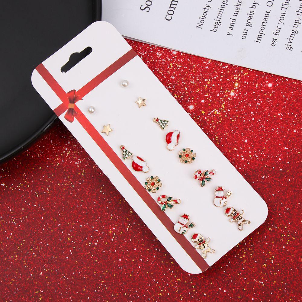 8pairs Women New Year Jewelry Accessories Drop Dangle Ear Studs Christmas Earrings Set Ear Pendants