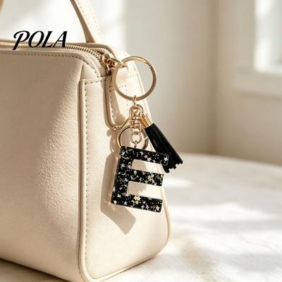 Portable Keychain Pendant Pendant, Sequins Star Letter A-Z Charm with Tassel, Key Chain Alphabet Initial Metal Keyring for Handbag Backpack