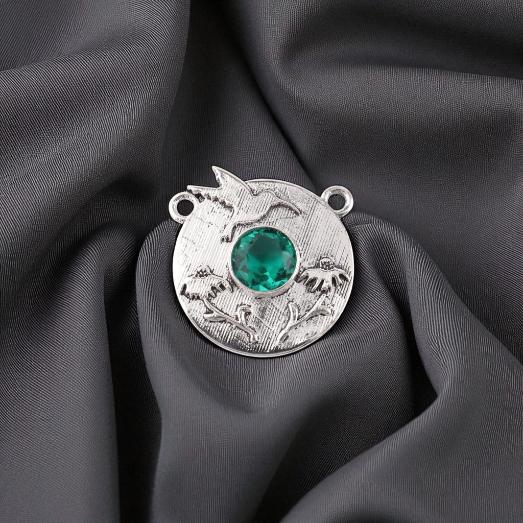 Chrome Diopside Gemstone 925 Sterling Silver Jewelry Handcrafted Pendant 0.92" CP-34-1