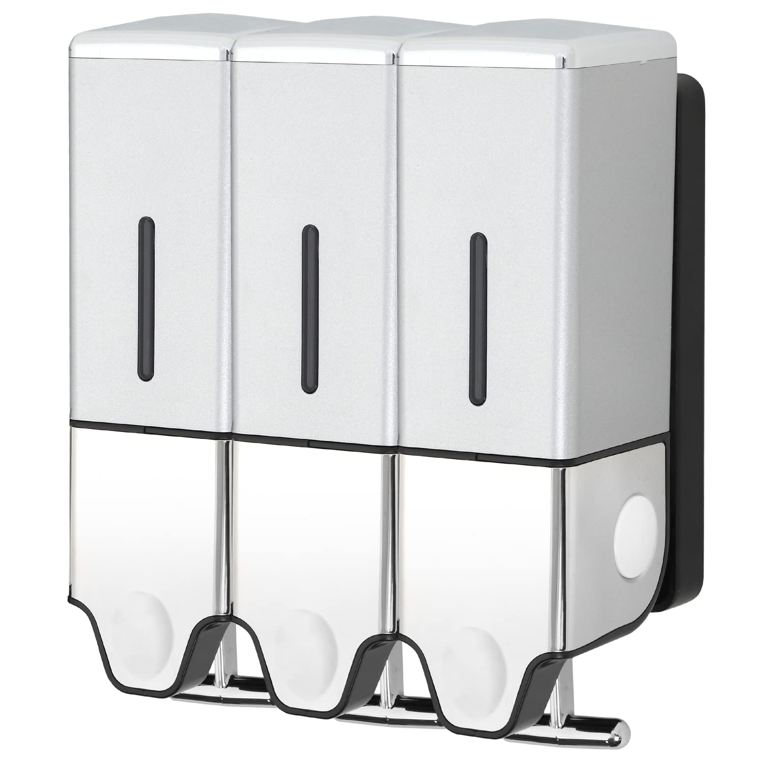 

[100,000th Shipment] PREMM Magnetic Shampoo Dispenser, Wall-Mounted (Silver, Triple, 550ml x 3)