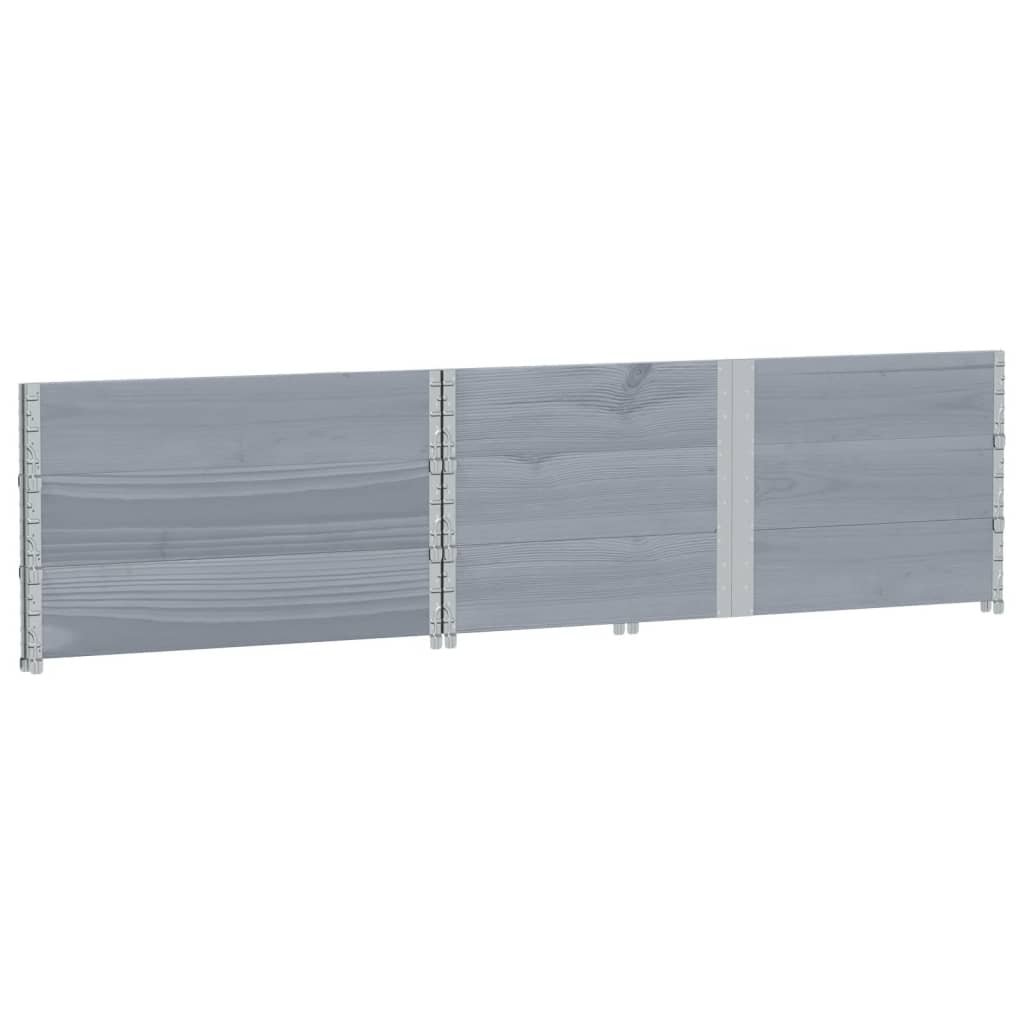Pallet Top Frame Set 3 Pcs Grey 150x100 Cm Solid Pine Wood