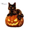 Handmade Three Dimensional Figures Halloween Pumpkin Night Light, Resin LED Dragon Tabletop Lamp, Witch Collectibles for Lovers Hat Black Cat