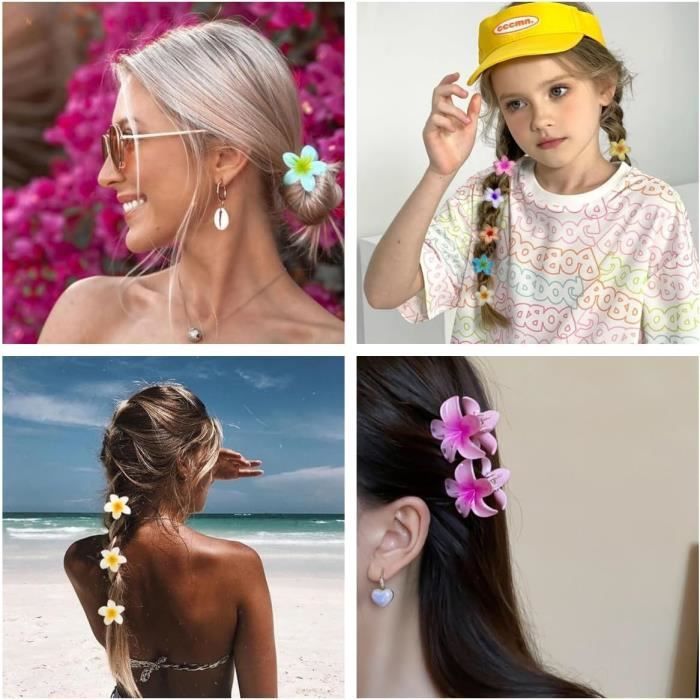 Hair Clips - Flower - Non-slip - 6 Pieces - Assorted Colors