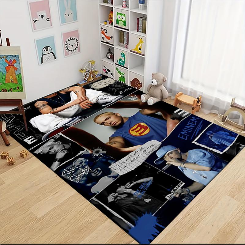 Eminem'S Musical Journey Carpet Rug Soft Washable Anti Slip Home Living Room Sofa Mats Personalized Christmas Rug