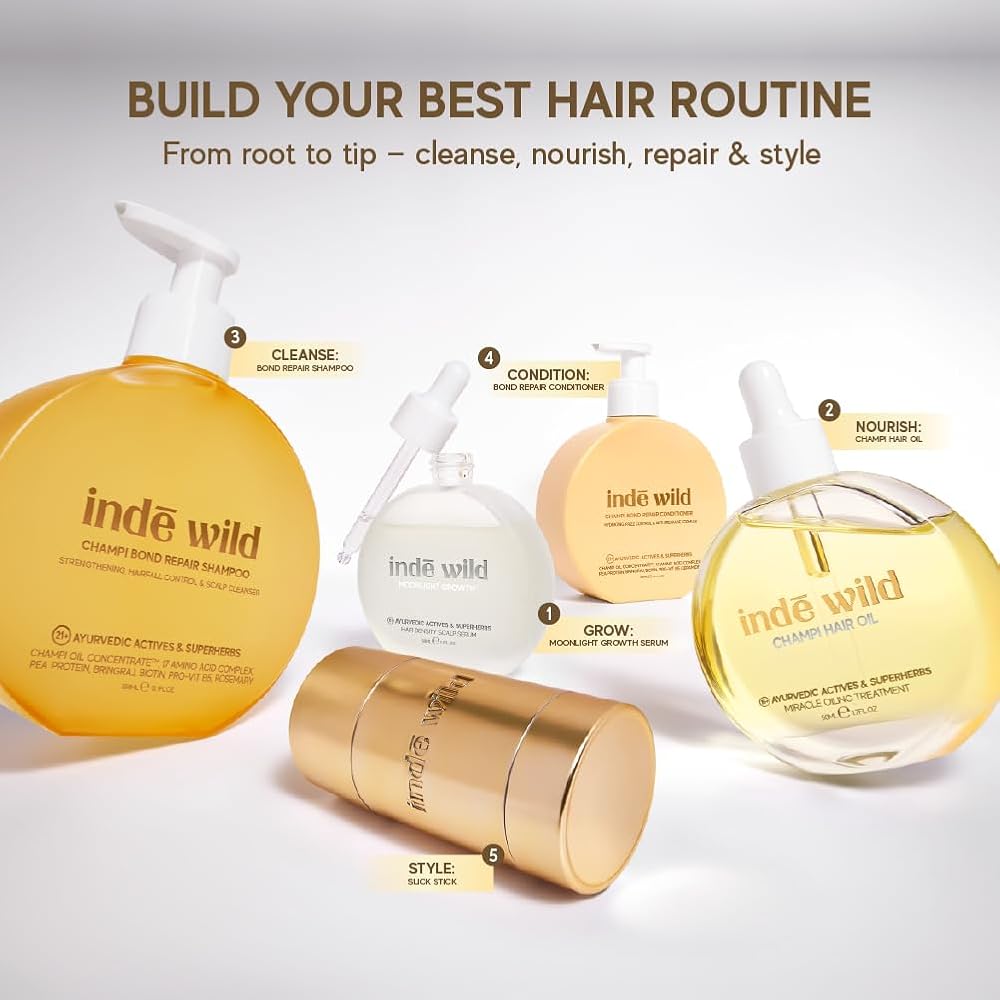 inde wild Champi Bond Repair Shampoo | Anti Hair Fall Shampoo for Hair Growth & Strengthening | Ayurvedic Scalp Cleansing Shampoo for Damaged