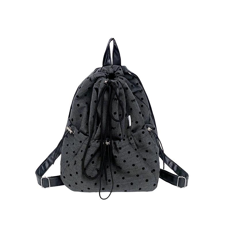 Fashionable Polka Dot Drawstring Backpack New Trendy Casual Lightweight Versatile Backpack For Middle School Students