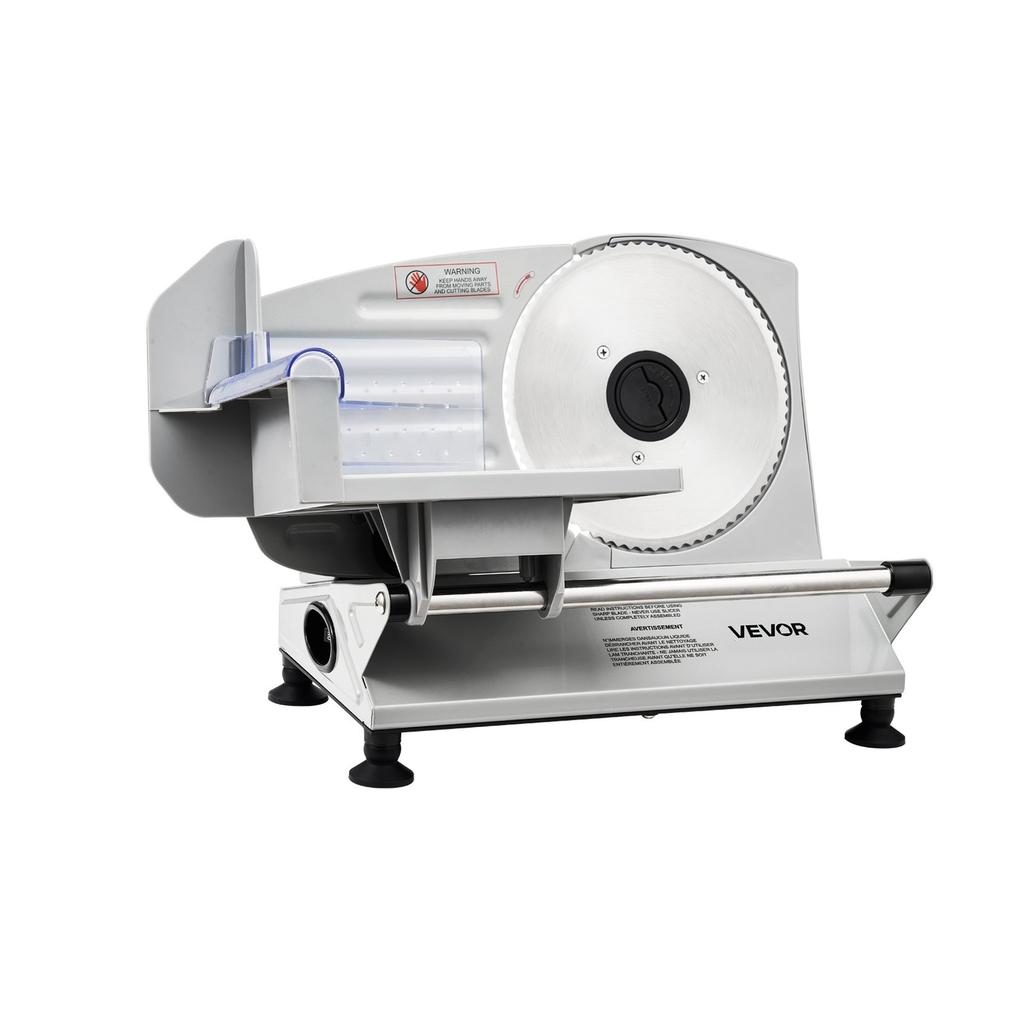 Meat Slicer, 150W Electric Deli Slicer Machine with 170 Mm Sharp Blade, Home Meat-Slicer with 65-90 RPM Slicing Speed, 0-15 Mm Adjustable Thickness,