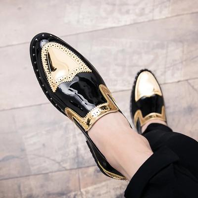 Fashion Platform Leather Shoes Casual Men Brogue Patent Leather Shoe Man Lace Up Oxford Dress Shoes Elevator Formal Club Party Shoes