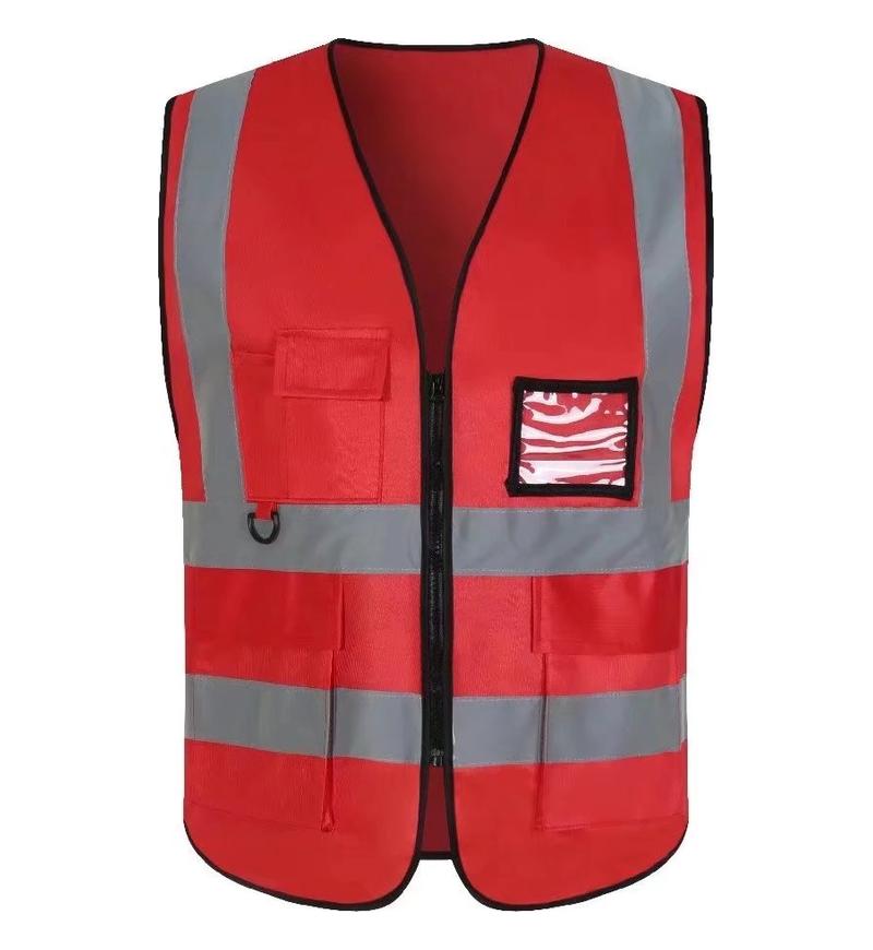 Breathable High Visibility Road Reflective Work Vest Custom Logo Safety Jacket Construction красный