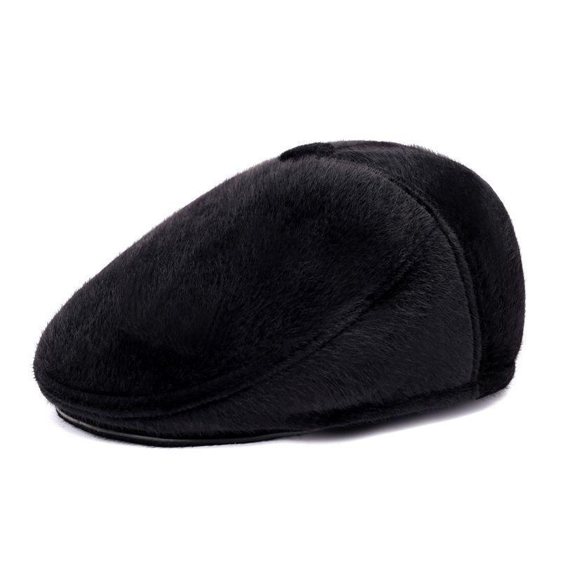 Mink Hair Forward Hat Men's Autumn and Winter Cap Grandpa Casual Versatile Velvet Thermal Hat