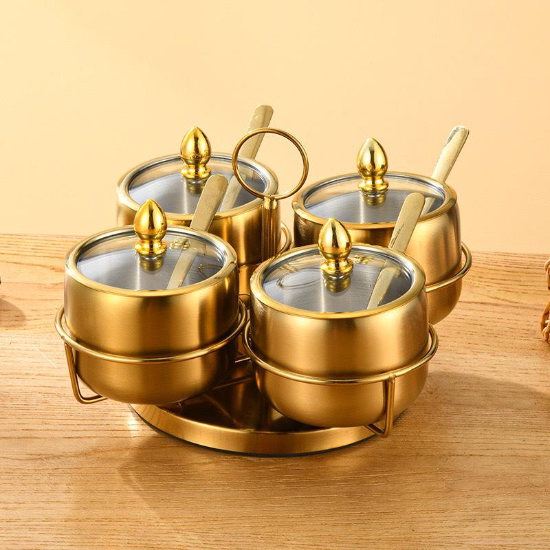 Stainless Steel 304 Korean Style Seasoning Jar Set for Home, Cafeteria, or Hotel Use