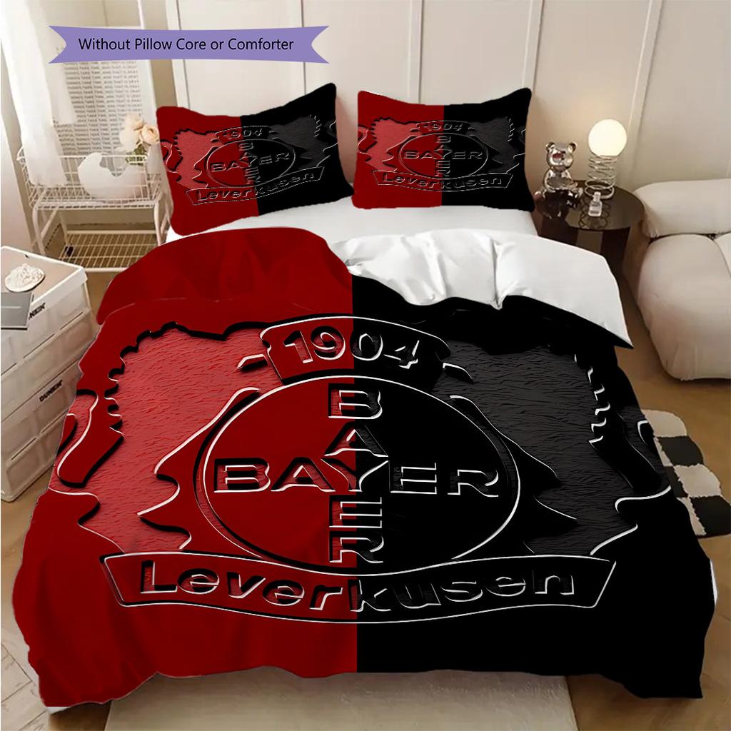 Bayer 04 Leverkusen Pattern Bedding Quilt Set Quilt Cover Pillowcase Home Decoration Birthday Gift (1 * Duvet Cover + 2 * Pillowcase, Without Core)