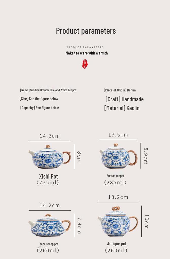 Jun Ware Blue and White Teapot: Chinese High-End Large Size for Brewing Tea Kung Fu Style 2026