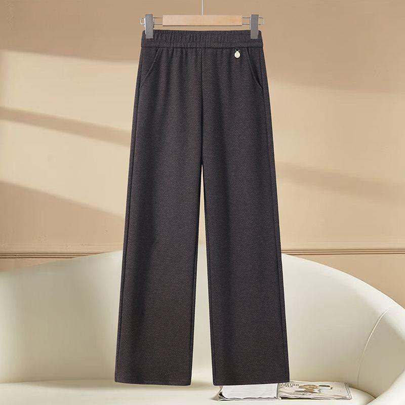 Mom's High-Waisted Drapey Wide-Leg Pants for Autumn/Winter - Plus Velvet for Middle-Aged and Elderly Women