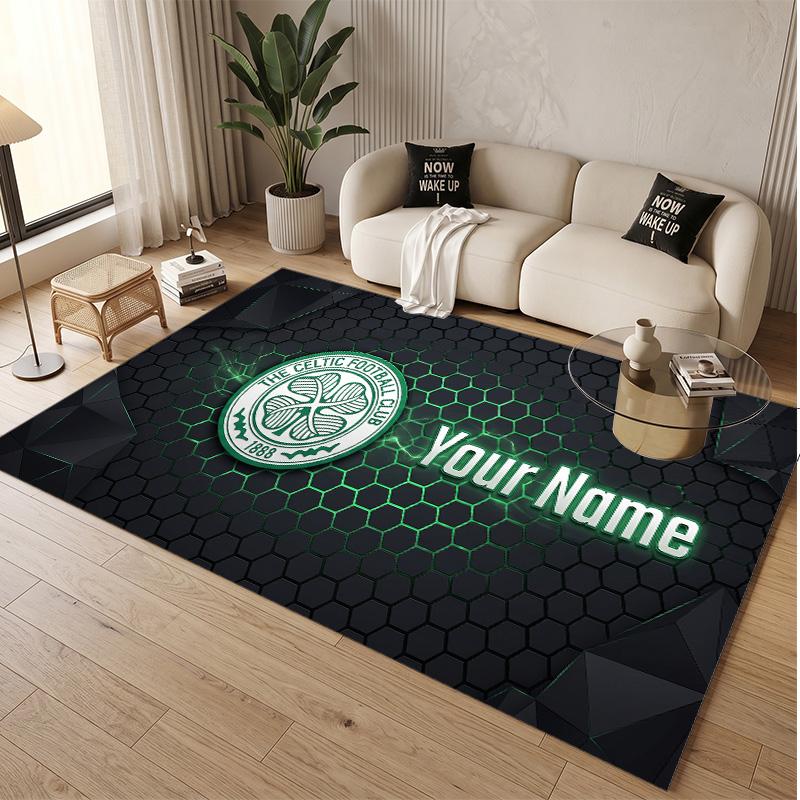 Personalized Crystal Velvet Carpet Celtic FC Pattern Non Slip Floor Rug