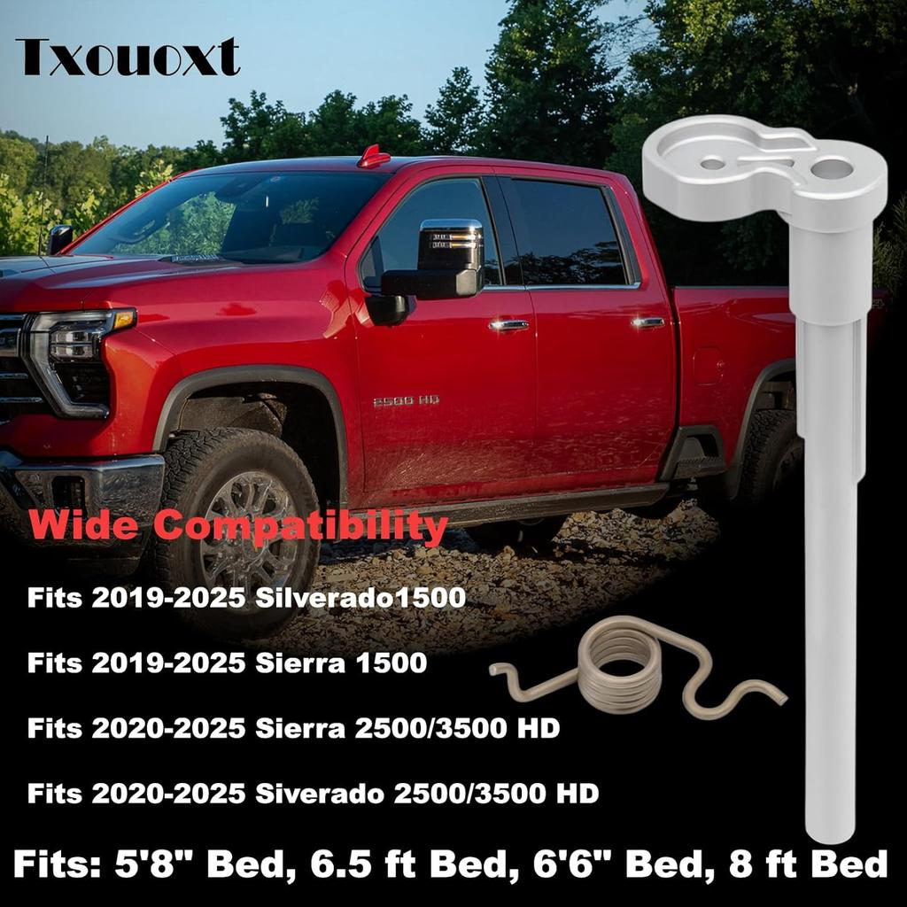 Fuel Door Hinge Pin With Gas Door Spring For Chevrolet Silverado/GMC Sierra -2025 1500/2500/3500 HD, Aluminum Hinge Kit For Permanent Loose Gas Cap