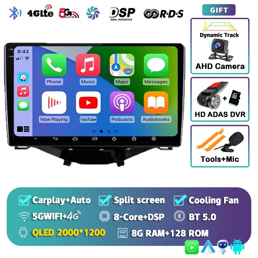 Android 14 Carplay Auto Car Radio For Toyota Aygo Peugeot 108 Citroen C1 2016-2020 Multimedia Video Player GPS Autoradio Stereo