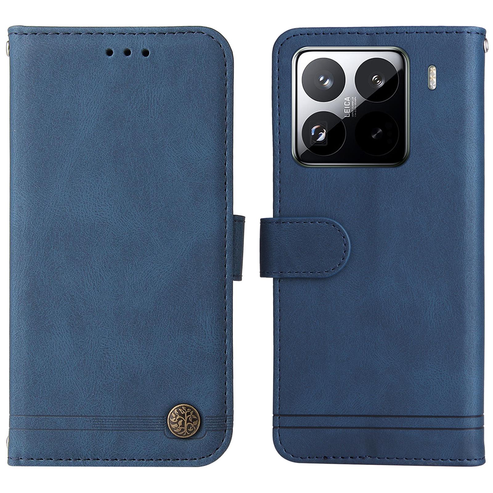 

For Xiaomi 15 Pro Leather Wallet Cases Skin Touch Phone Cover Stand with Strap Blue